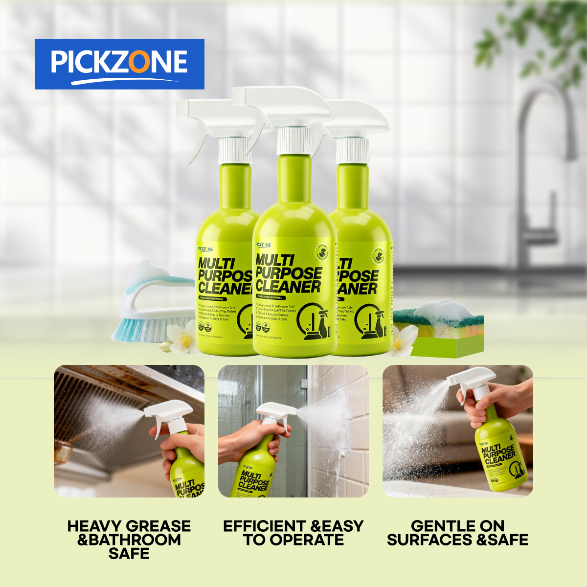 PICKZONE All Purpose Cleaner Spray - Jasmine Scented Multi-Surface Grime Remover