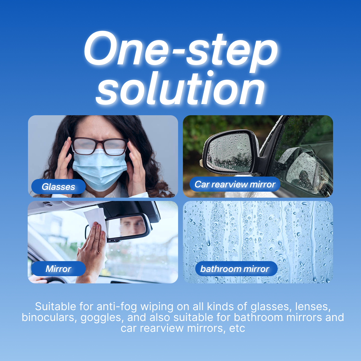 Pickzone Anti-Fog Lens Wipes - Pre-Moistened Streak-Free Cleansing Wipes for Eyeglasses & Screens