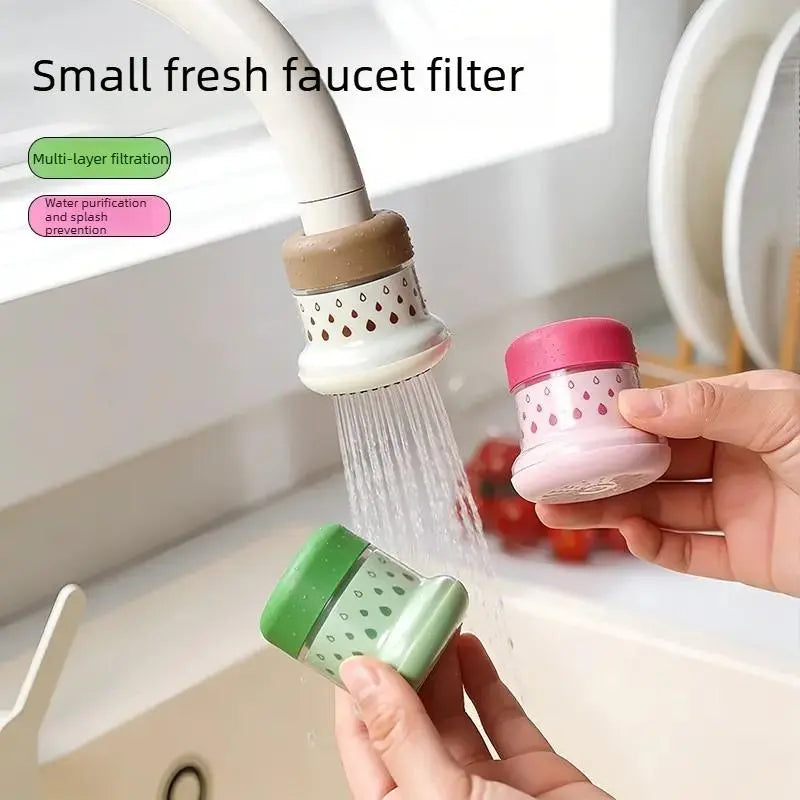 Miniature Water Faucet Filter with Multi-Layer Filtration for Fresh Water, Kitchen Vegetable Washing Splash Guard, Rotatable Water-Saving Purifier for Home Use