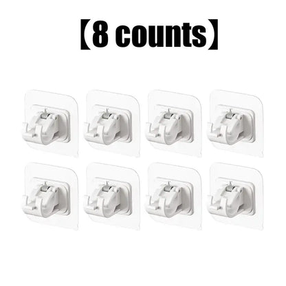 8PCS Curtain Rod Brackets with Clips, Transparent Drapery Hooks, Adjustable Rod Holder, Multipurpose Wall Mount for Living Room, Bathroom, Kitchen, Bedroom