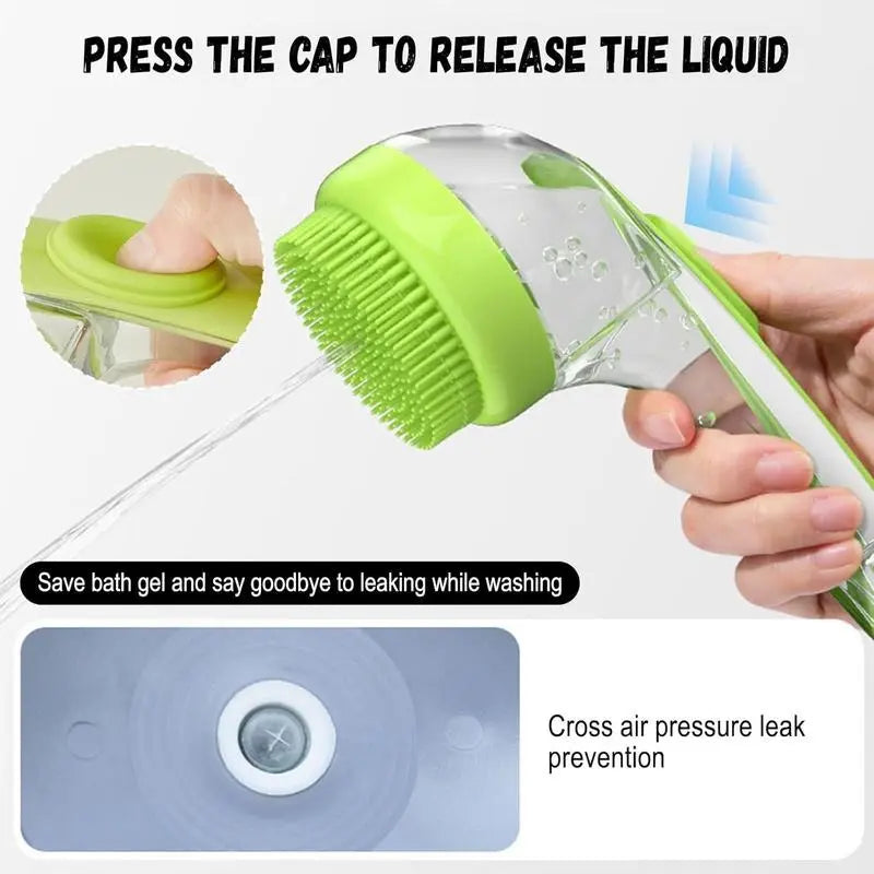 Pet Bath Brush 2 in 1 Dog Bath Brush with Built-in Shampoo Dispenser Multi-functional Dog Bath Brush for Long & Short Haired Dogs Cats Shower
