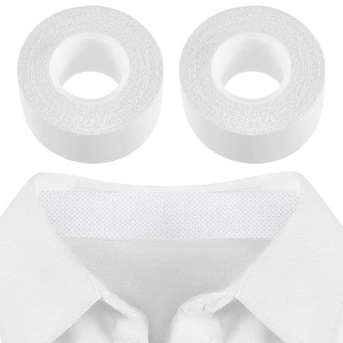 2 Rolls Sweat Pads Collar Protectors — Disposable Self-Adhesive Invisible Shirt Neck Liner Tape Against Sweat Stains for Men (1.18 Inch / 3M Per Roll)