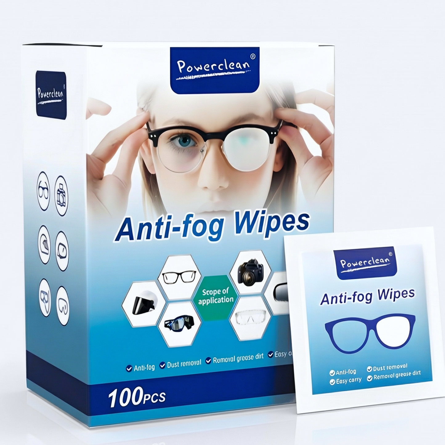 Pickzone Anti-Fog Lens Wipes - Pre-Moistened Streak-Free Cleansing Wipes for Eyeglasses & Screens
