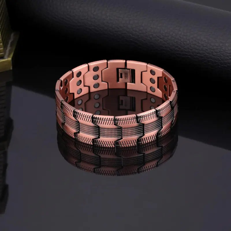 Men's Copper Magnetic Bracelet – Triple Row Super Magnet with Adjustable Size Tool