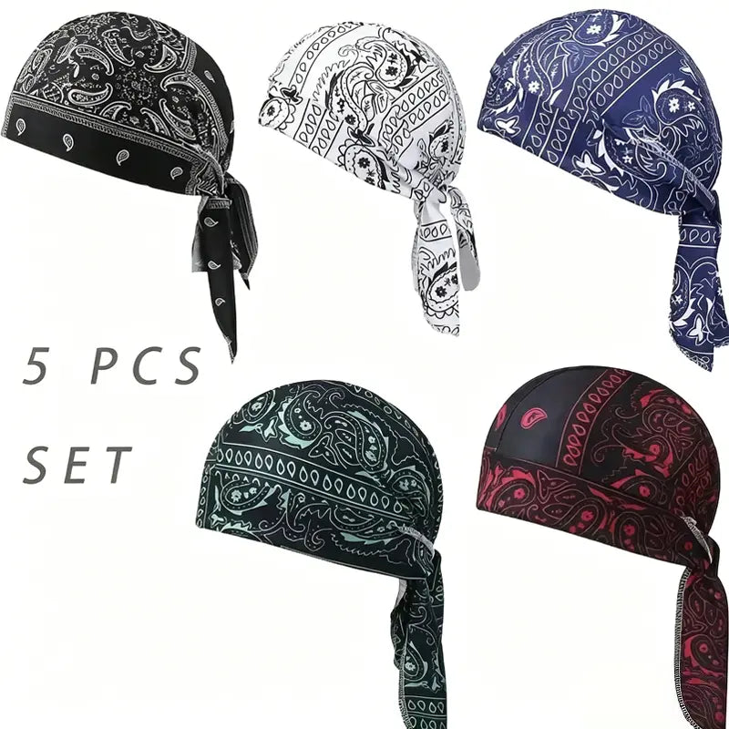 Cooling Headscarf Cap Set – Motorcycle Pirate Head Wrap, Safety Helmet Liner, Elastic Fit, Hand Washable | Outdoor Headwear for Athletes