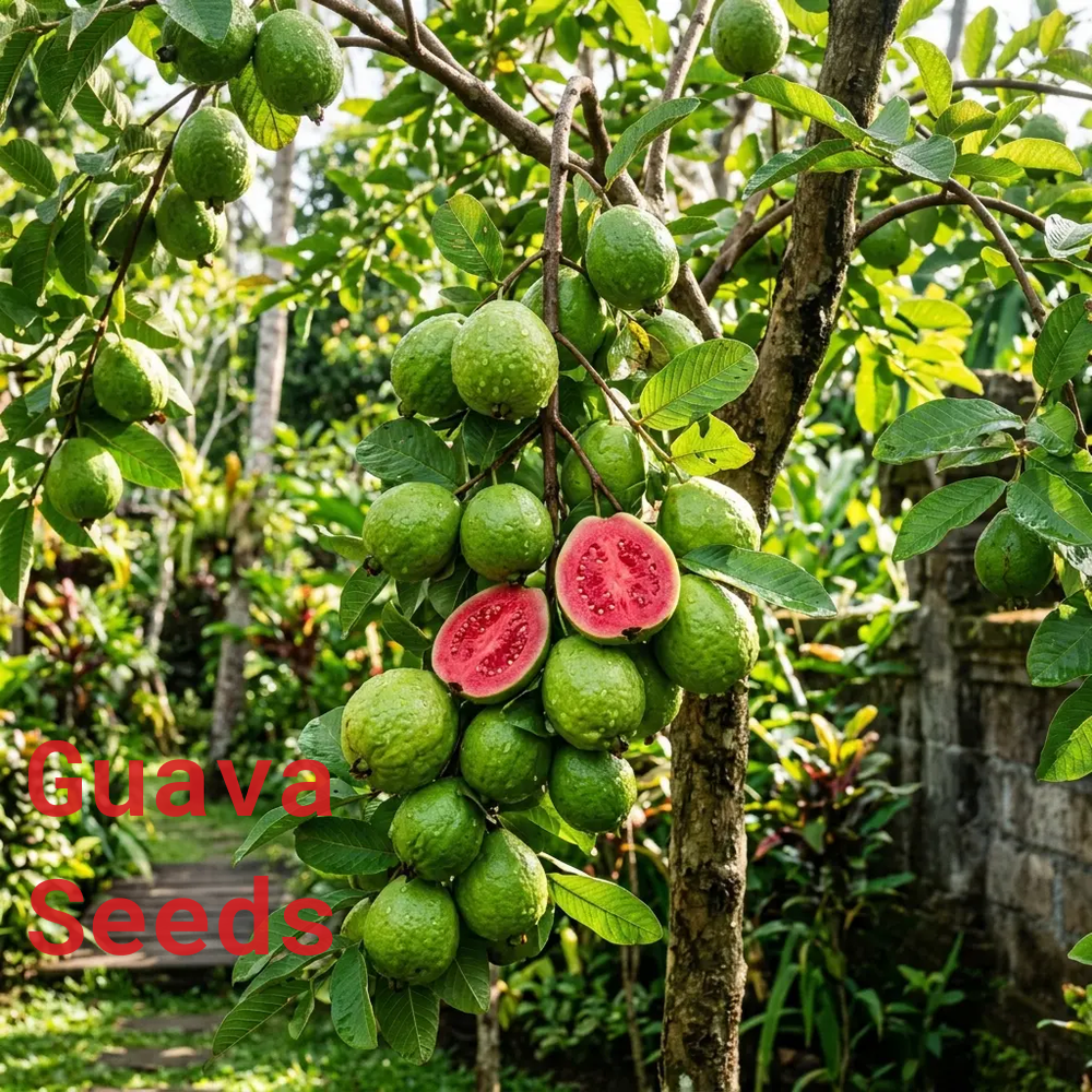 200+ Premium Red Guava Seeds - Sweet Exotic Tropical Fruit Variety