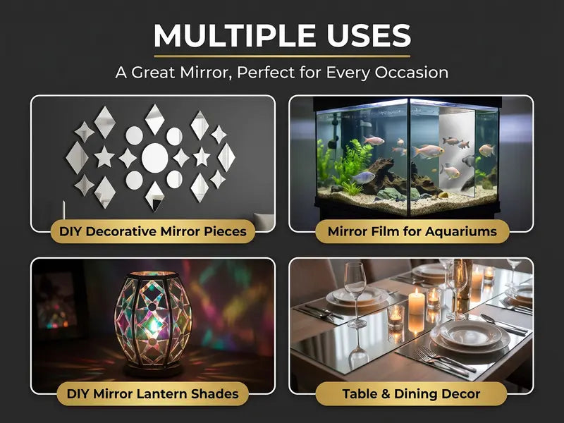Self-Adhesive Flexible Mirror Sheets, Full Length Wall Mirror Stickers for Home Decor, Peel and Stick Soft Mirror Film for Bedroom & Dorm