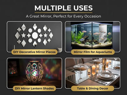 Self-Adhesive Flexible Mirror Sheets, Full Length Wall Mirror Stickers for Home Decor, Peel and Stick Soft Mirror Film for Bedroom & Dorm