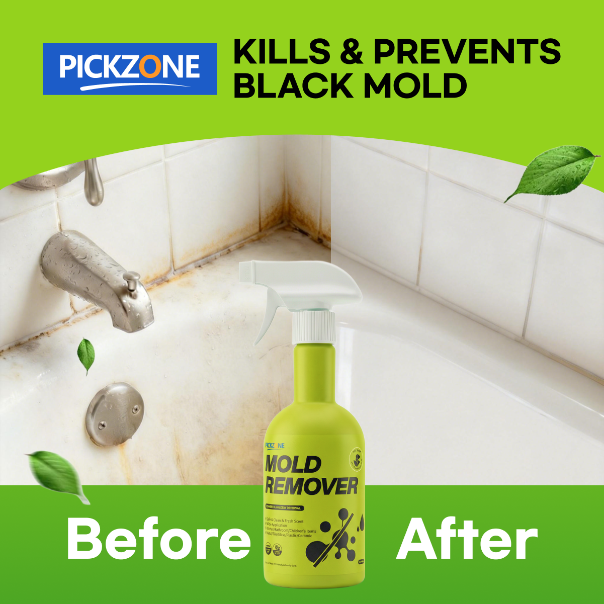 PICKZONE Heavy-Duty Mold & Mildew Remover Spray - Multi-Surface Stain Defense