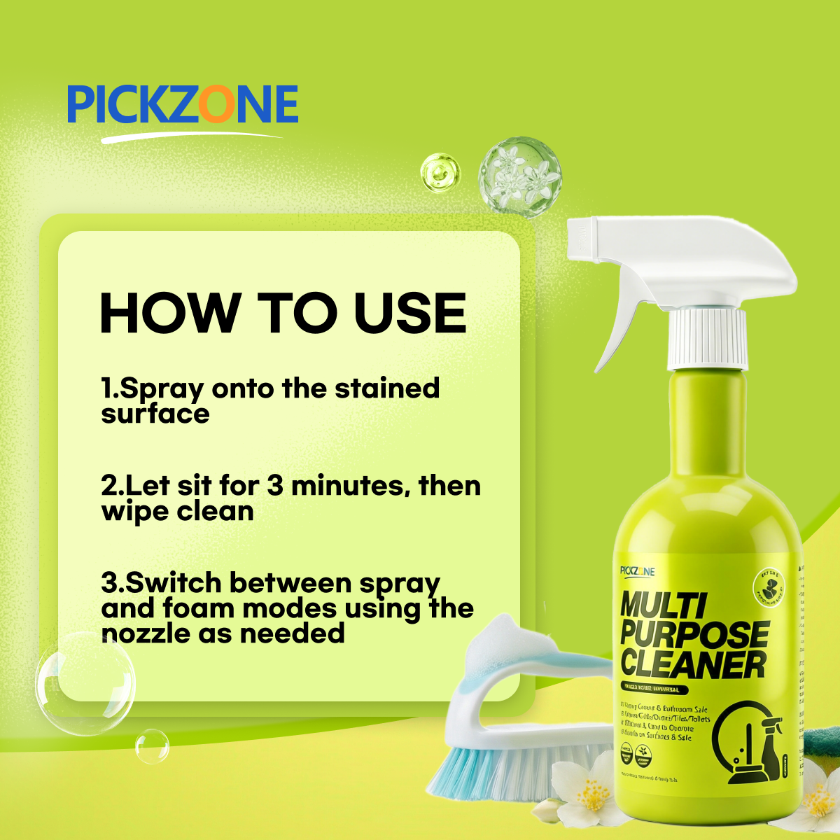 PICKZONE All Purpose Cleaner Spray - Jasmine Scented Multi-Surface Grime Remover
