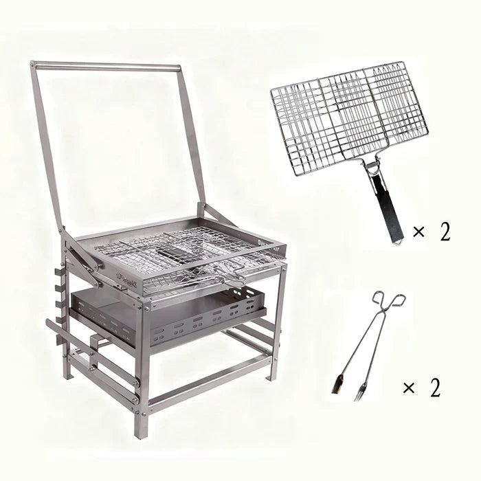 BlazeFor Stainless Steel BBQ Grill – Net & Carbon Clip Set (×2)