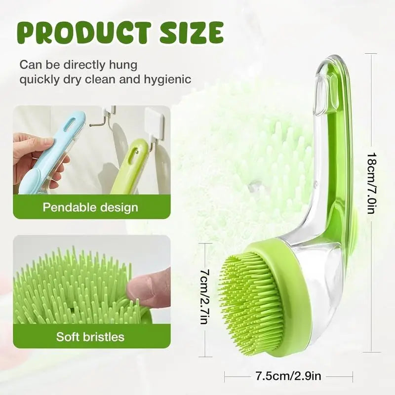 Pet Bath Brush 2 in 1 Dog Bath Brush with Built-in Shampoo Dispenser Multi-functional Dog Bath Brush for Long & Short Haired Dogs Cats Shower