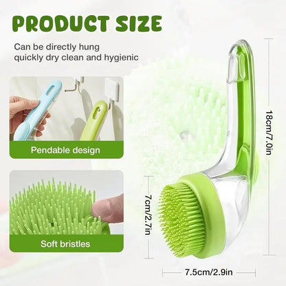 Pet Bath Brush 2 in 1 Dog Bath Brush with Built-in Shampoo Dispenser Multi-functional Dog Bath Brush for Long & Short Haired Dogs Cats Shower