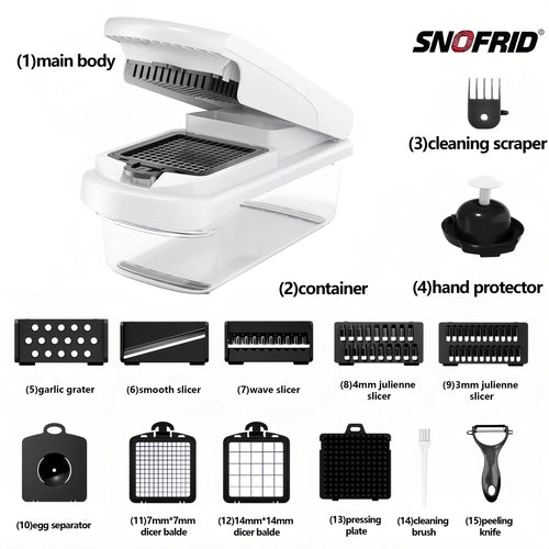 Snofrid 15-in-1 Vegetable Chopper with 8 Blades & Container