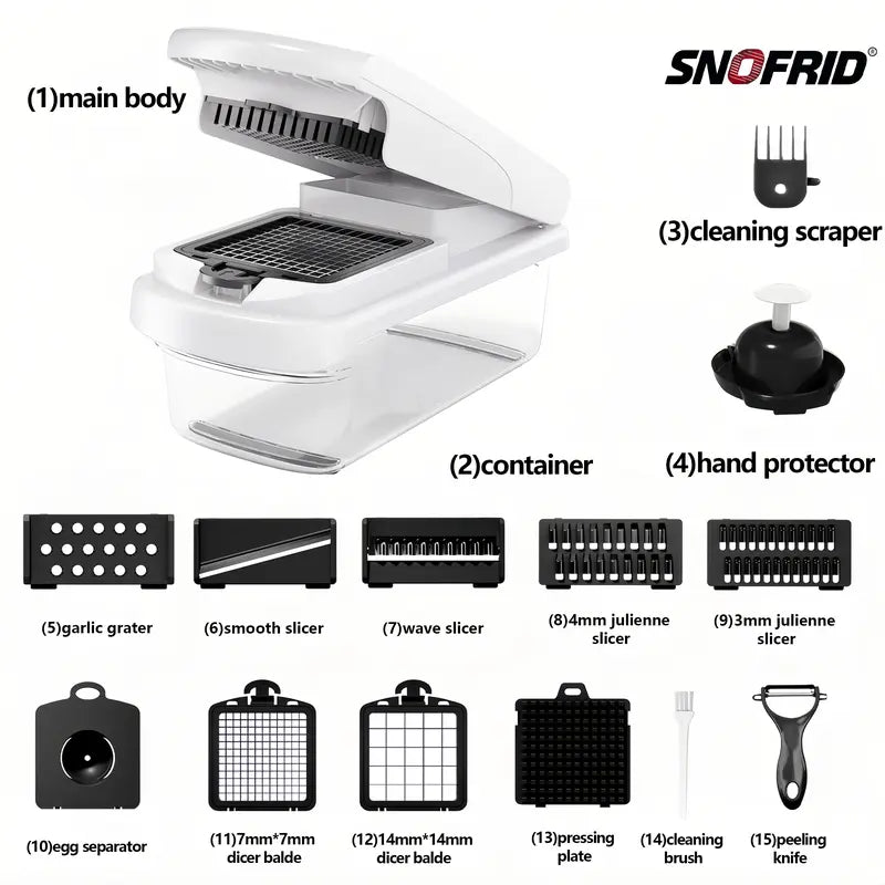 Snofrid 15-in-1 Vegetable Chopper with 8 Blades & Container