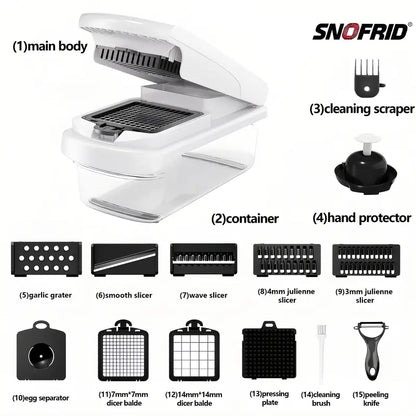 Snofrid 15-in-1 Vegetable Chopper with 8 Blades & Container