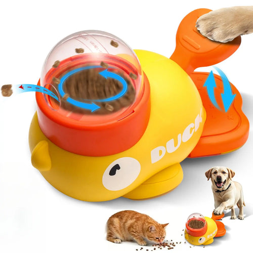 Little Yellow Duck 2-in-1 Interactive Pet Feeder — Smart Treat Dispenser & Slow Feeder Food Puzzle Toy for Dogs & Cats