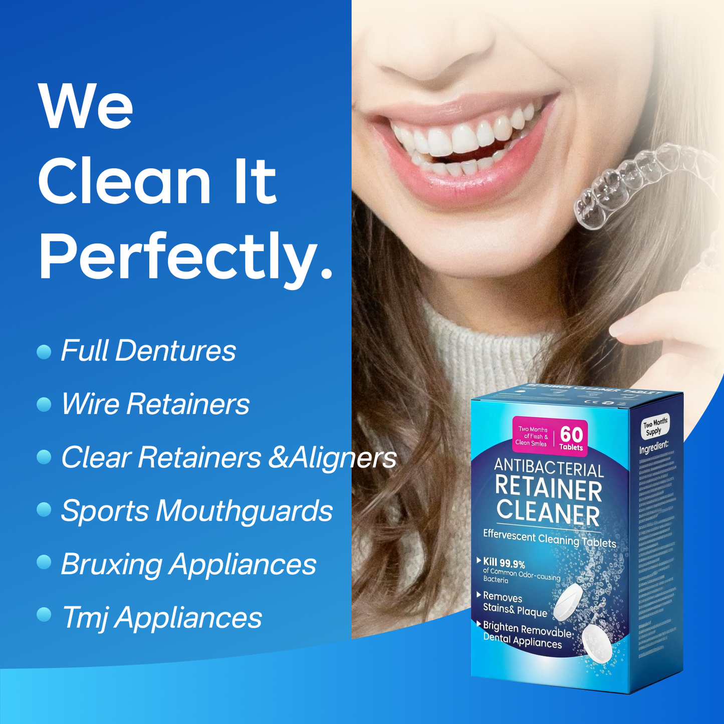 PICKZONE Extra Strength Retainer Cleaner Tablets - Advanced Stain & Odor Eliminator