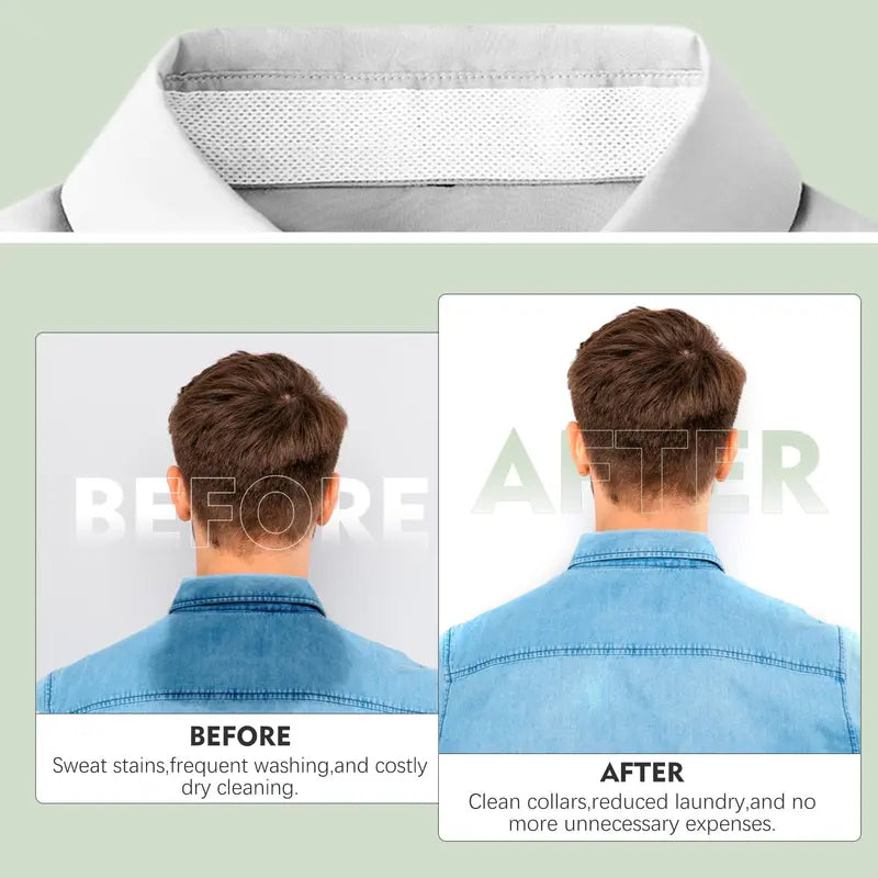 2 Rolls Sweat Pads Collar Protectors — Disposable Self-Adhesive Invisible Shirt Neck Liner Tape Against Sweat Stains for Men (1.18 Inch / 3M Per Roll)