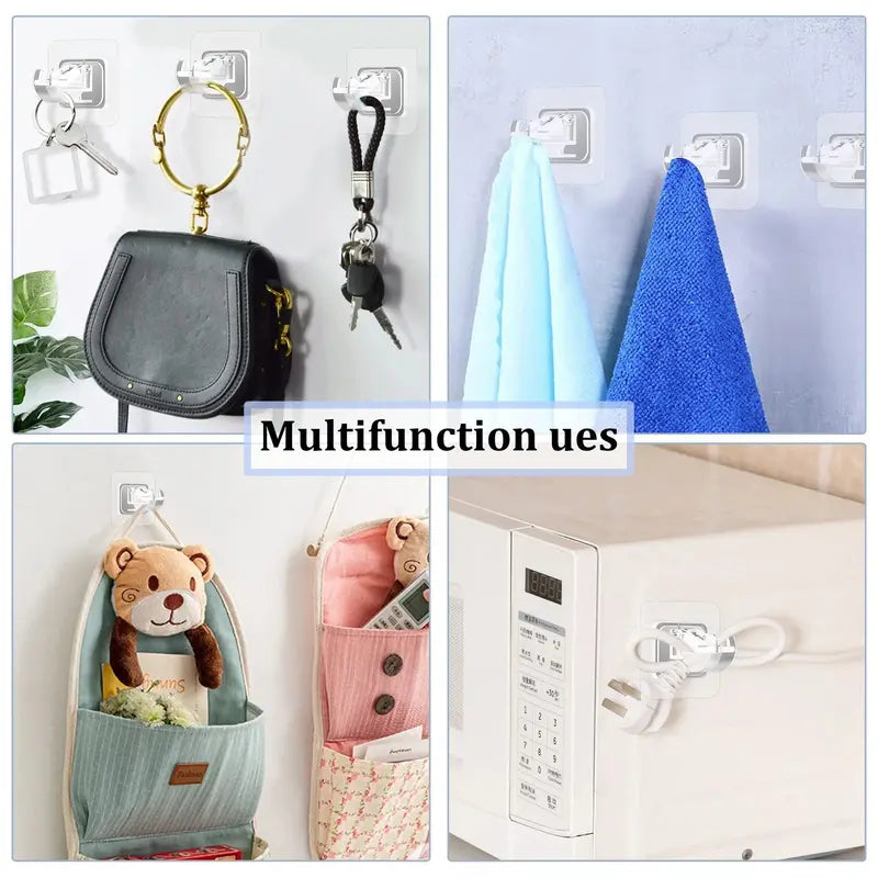 8PCS Curtain Rod Brackets with Clips, Transparent Drapery Hooks, Adjustable Rod Holder, Multipurpose Wall Mount for Living Room, Bathroom, Kitchen, Bedroom