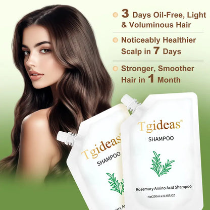Tgideas Rosemary Amino Acid Shampoo, Buy 1 Get 1 Free – Anti-Hair Loss, Oil Control, Anti-Dandruff with Zinc PCA & Hydrolyzed Silk, Scalp Cleanser 250ml x2