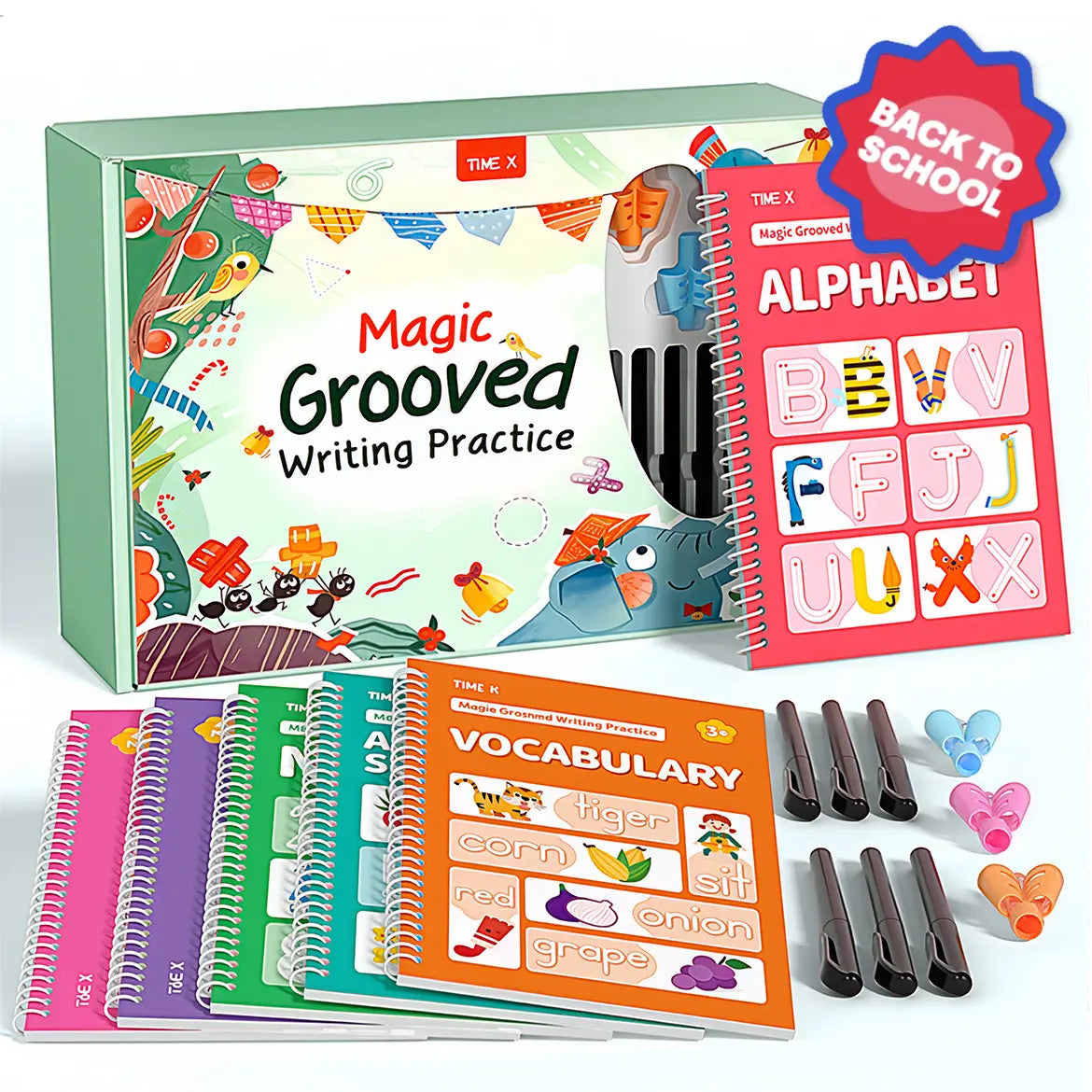 TIMETOME Reusable Grooved Handwriting Workbook for Kids – 6-Book Set