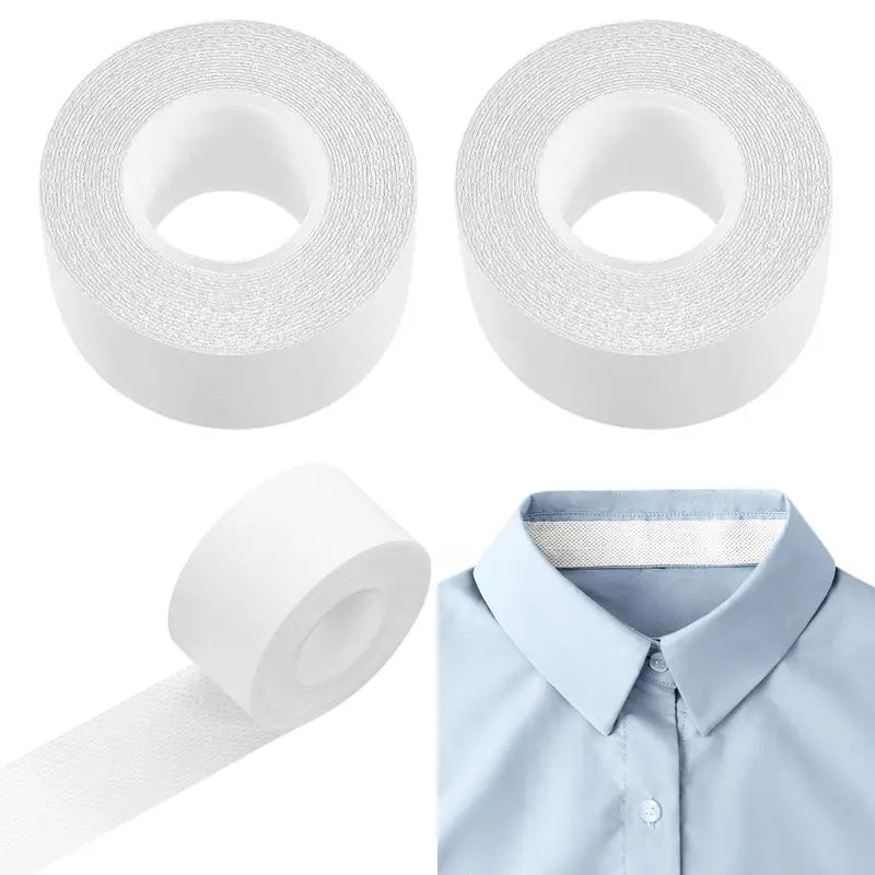 2 Rolls Sweat Pads Collar Protectors — Disposable Self-Adhesive Invisible Shirt Neck Liner Tape Against Sweat Stains for Men (1.18 Inch / 3M Per Roll)