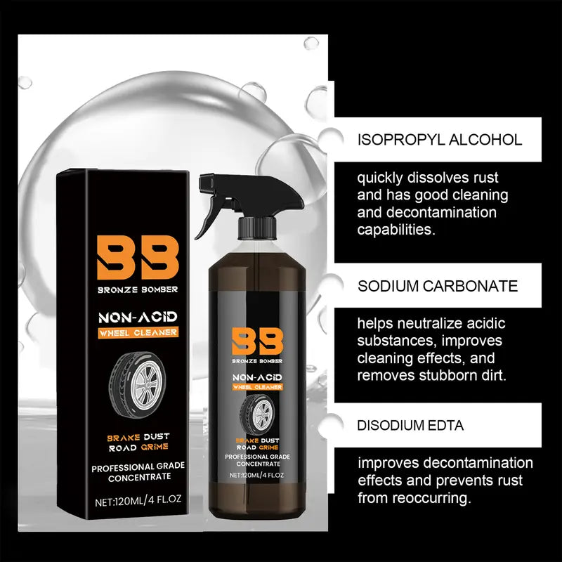 Automotive Rust Remover Spray 120ML – Fast-Acting Iron & Rust Cleaner for Wheels, Rims & All Metal Surfaces – Premium Car Detailing Chemicals, Safe for Most Automotive Finishes, Cars & Motorcycles
