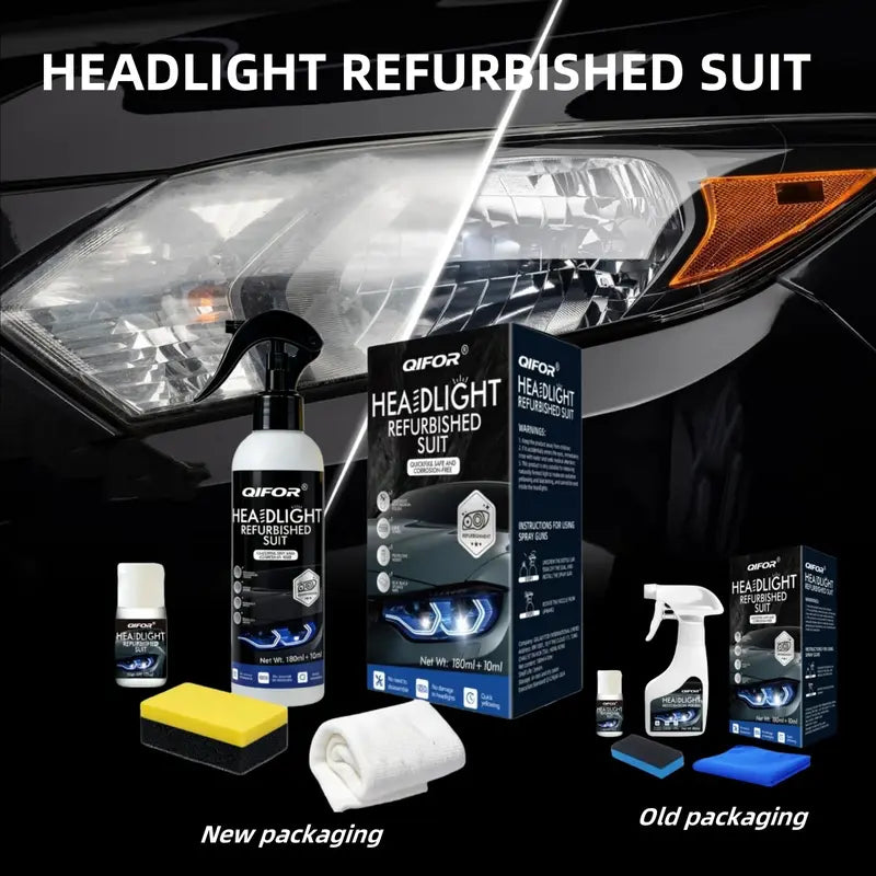 QIFOR Automotive Headlamp Restoration Fluid – Removes Oxidation & Yellowing, Crystal Coating Refurbisher for Foggy & Faded Headlights