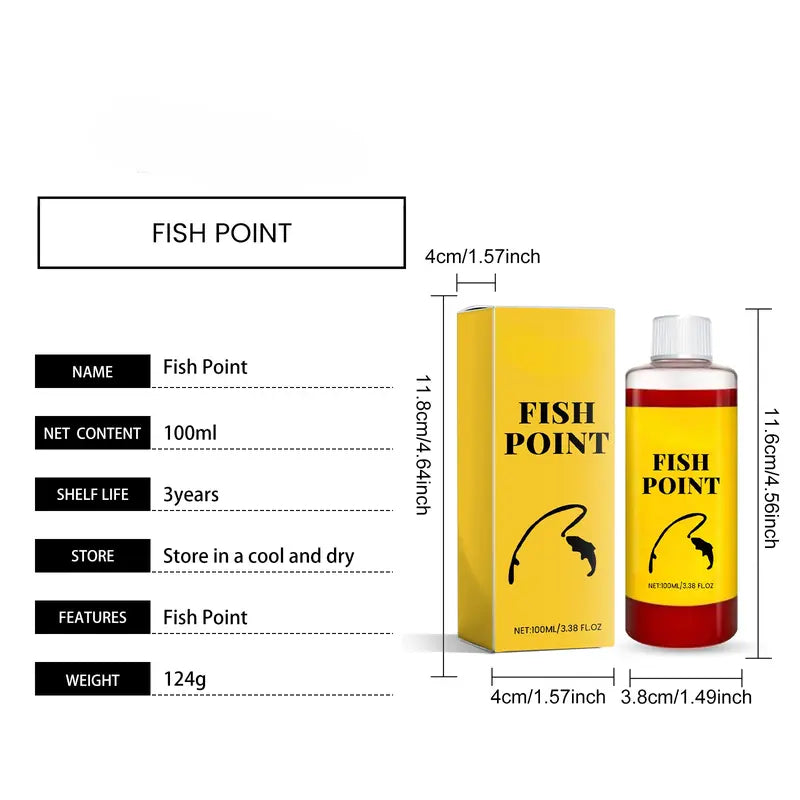 Fish Point Concentrated Fish Attractant Liquid – Fast-Acting Red Worm Bait Additive for Freshwater Fishing, Enhances Scent & Improves Bite Response (100ml)