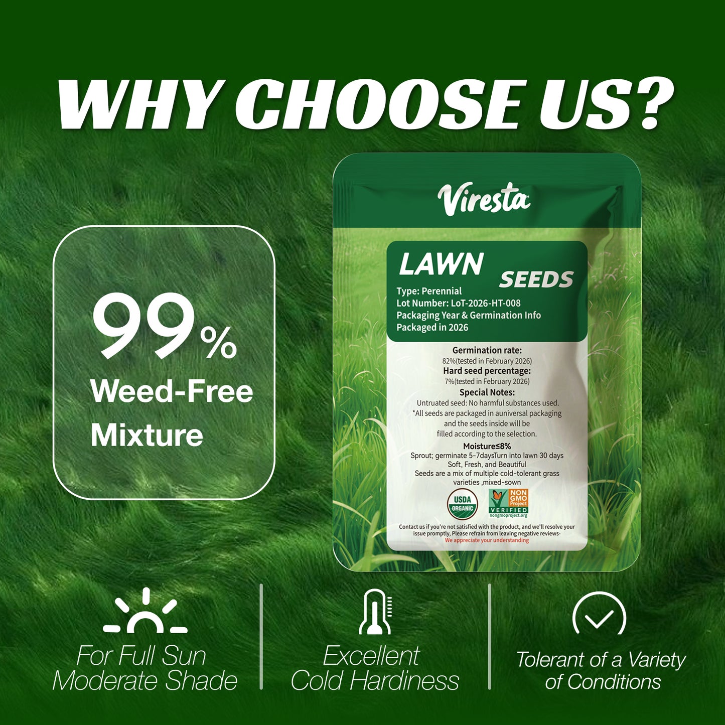Premium Sun & Shade Lawn Grass Seed - High Germination Precision Mix