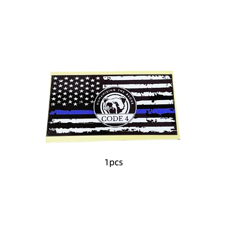 Thin Blue Line Code 4 Sticker - Show Police Support! Waterproof 3D Decal for Car, Laptop, Helmet | Back the Blue Cop Gift