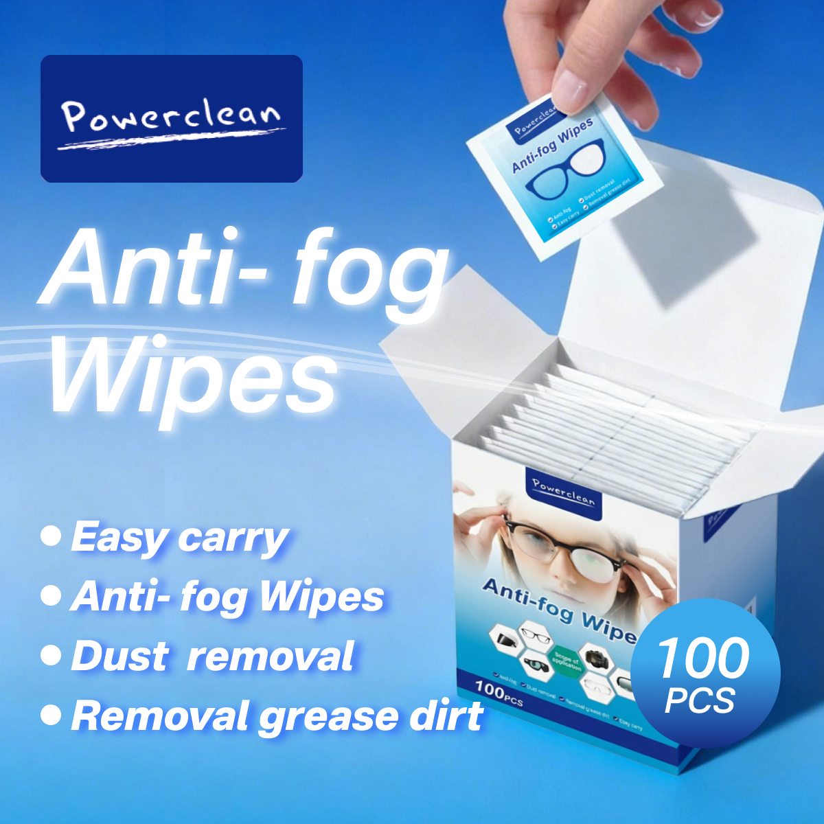 Pickzone Anti-Fog Lens Wipes - Pre-Moistened Streak-Free Cleansing Wipes for Eyeglasses & Screens