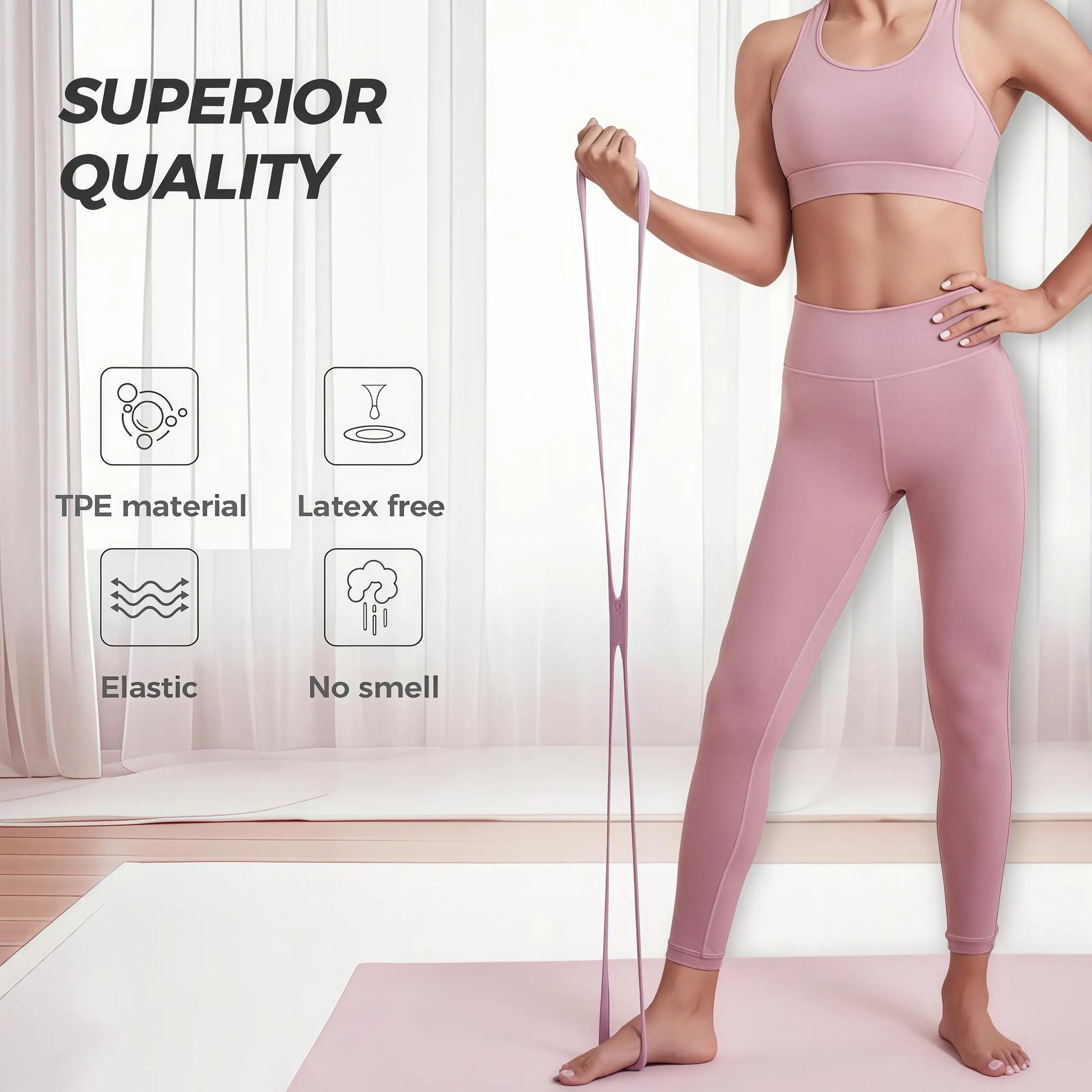 YICF Portable Figure-8 Silicone Elastic Resistance Band, Unisex Exercise Equipment for Home Gym & At Home Gym Equipment, Ideal for On-the-Go Workouts & Yoga