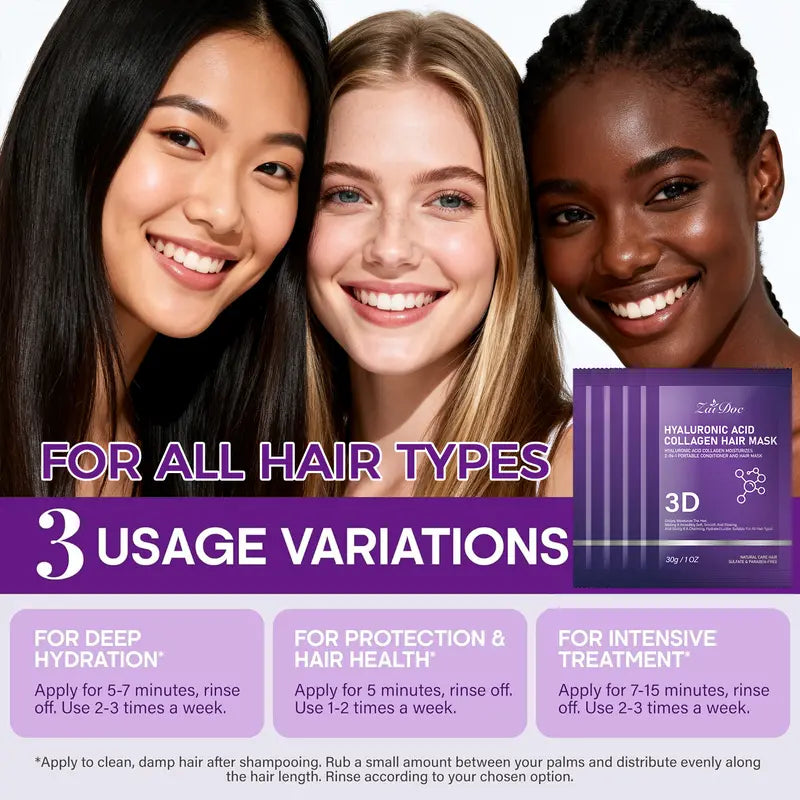 ZaiDoc 3D Hyaluronic Acid Collagen Hair Mask 30g (10 Pack)