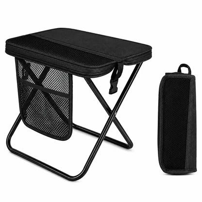 12" Portable Collapsible Stool - Folding Chair with Storage Pouch, Convertible Satchel for Hands-Free Carry & Supports 265Lbs, Ultralight for Hiking, Fishing, Camping, Festivals