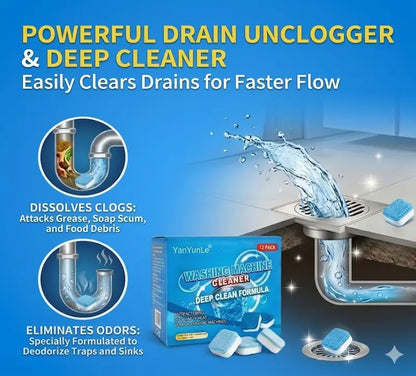 Buy 2 Get Free Laundry & Color Catcher Sheets - Drain Cleaner Effervescent Tablets 12 Pack | Deep Cleaning Foaming Tabs for Kitchen Sink, Bathroom, Tub & Pipe Deodorizer