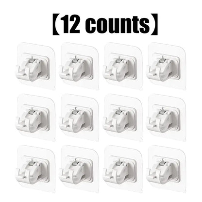 8PCS Curtain Rod Brackets with Clips, Transparent Drapery Hooks, Adjustable Rod Holder, Multipurpose Wall Mount for Living Room, Bathroom, Kitchen, Bedroom
