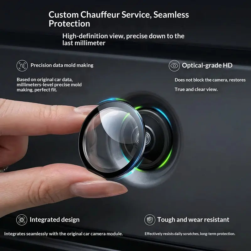 2PCS Car Camera Lens Cover — 360° Panoramic Waterproof Anti-Scratch HD Clear Protector for Tesla & Most Cars SUV