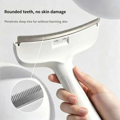 Stainless Steel Dog Hair Remover Comb - Floating Detangler with One-Click Knot Opener