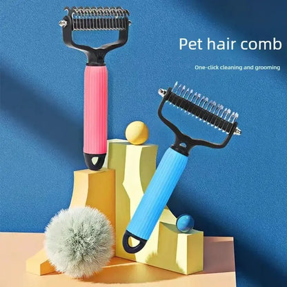 Universal Pet Detangling Comb for Dogs — Double-Sided Stainless Steel Grooming Tool for Coat Care & Shedding Removal