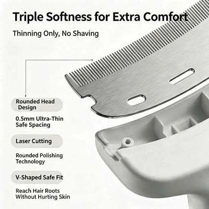 Stainless Steel Dog Hair Remover Comb - Floating Detangler with One-Click Knot Opener