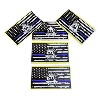 Thin Blue Line Code 4 Sticker - Show Police Support! Waterproof 3D Decal for Car, Laptop, Helmet | Back the Blue Cop Gift