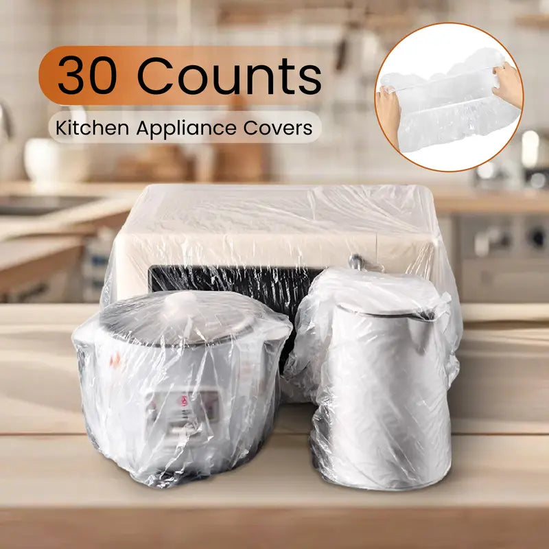 30 Counts Kitchen Appliance Covers – Disposable Dust Shield with Visibility, Large Size 43.3×35.4 inch, Fits 95% of Small Appliances