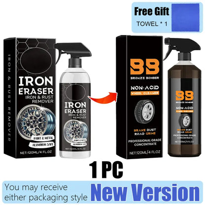 Automotive Rust Remover Spray 120ML – Fast-Acting Iron & Rust Cleaner for Wheels, Rims & All Metal Surfaces – Premium Car Detailing Chemicals, Safe for Most Automotive Finishes, Cars & Motorcycles