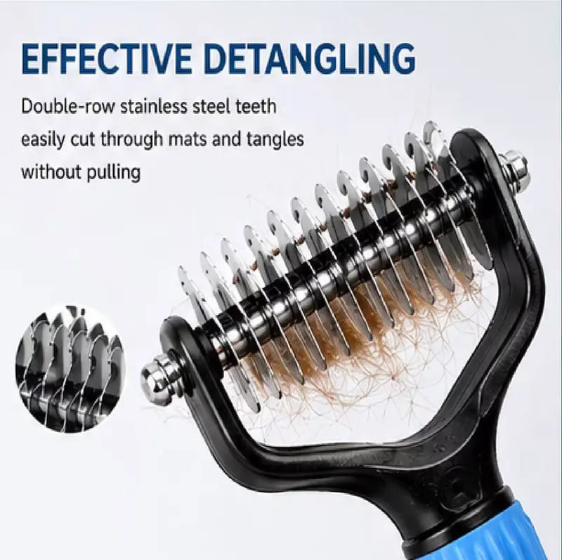 Universal Pet Detangling Comb for Dogs — Double-Sided Stainless Steel Grooming Tool for Coat Care & Shedding Removal