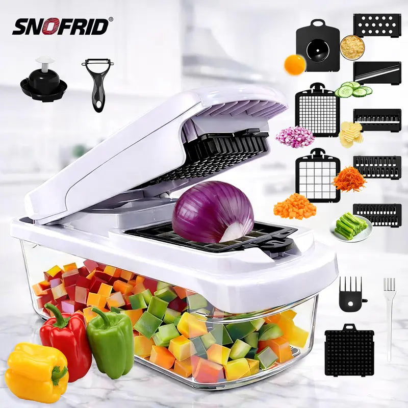 Snofrid 15-in-1 Vegetable Chopper with 8 Blades & Container