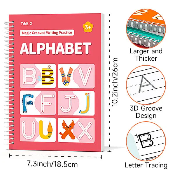 TIMETOME Reusable Grooved Handwriting Workbook for Kids – 6-Book Set