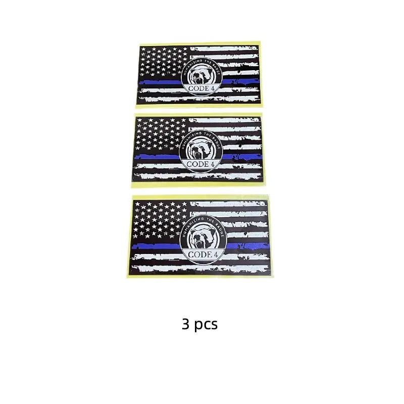 Thin Blue Line Code 4 Sticker - Show Police Support! Waterproof 3D Decal for Car, Laptop, Helmet | Back the Blue Cop Gift