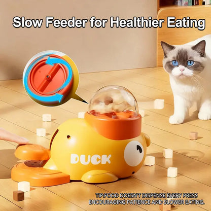 Little Yellow Duck 2-in-1 Interactive Pet Feeder — Smart Treat Dispenser & Slow Feeder Food Puzzle Toy for Dogs & Cats